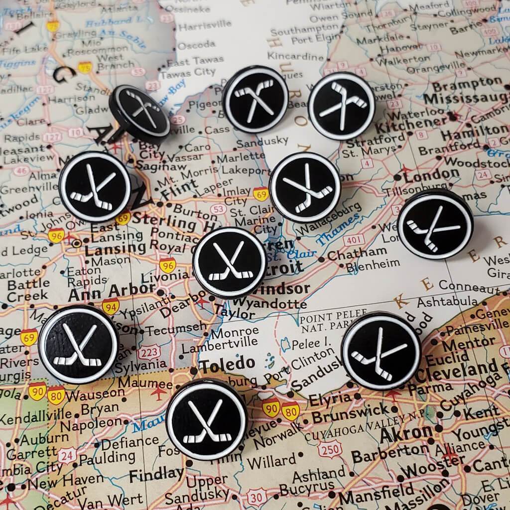 Hockey Puck Push Pins - Novelty Sports Pins
