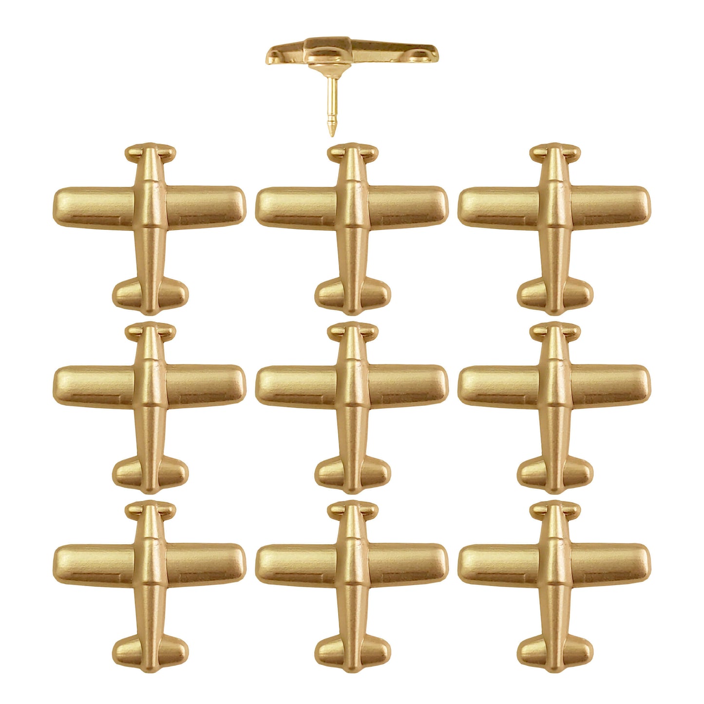 Propeller airplane pin - gold pack of 10
