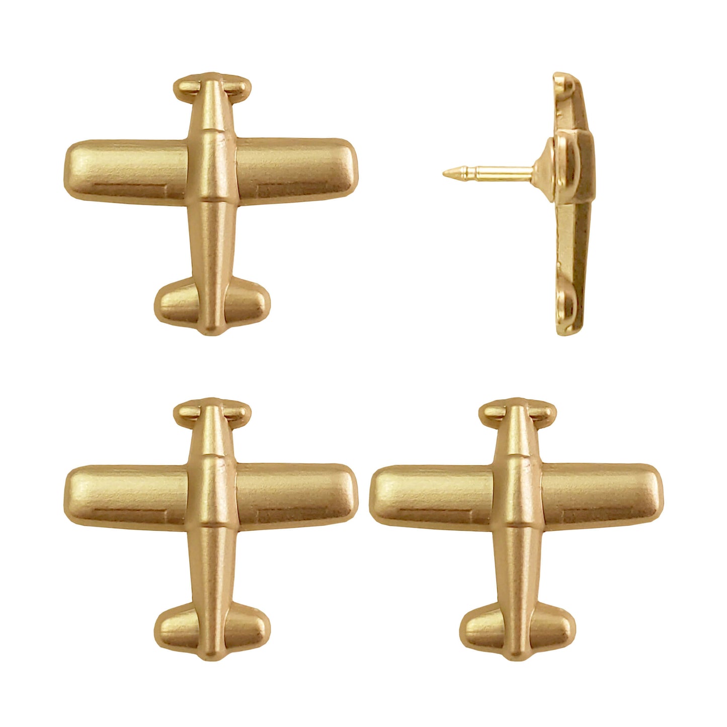 Propeller airplane pin - gold pack of 4
