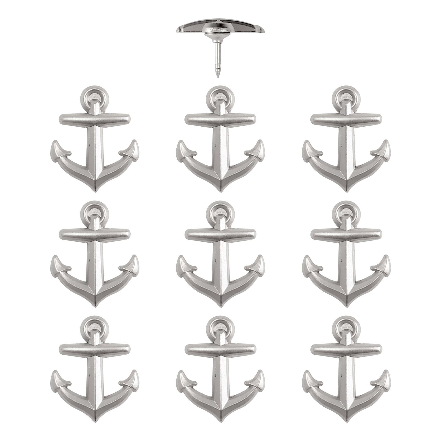 Silver Anchor Pins - set of 10
