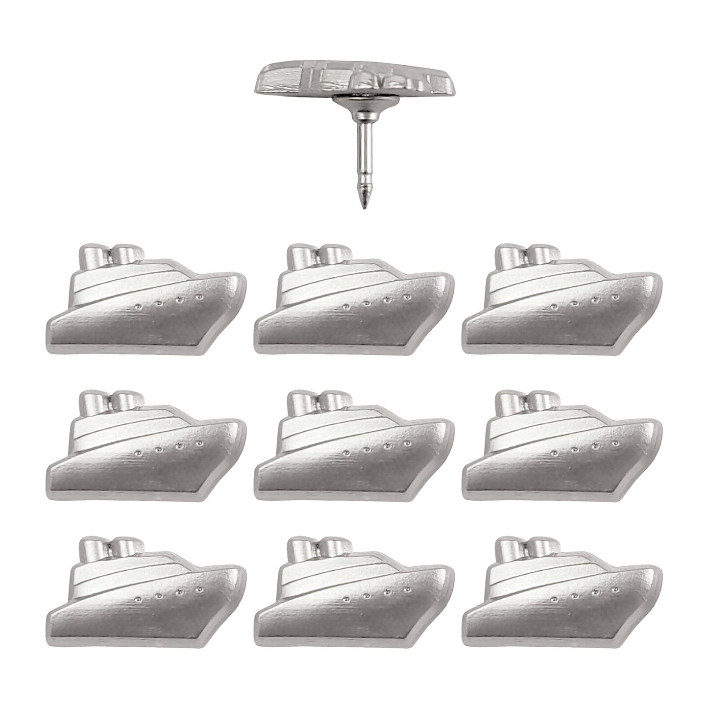 Silver Cruise Ship Push Pins - Set of 10