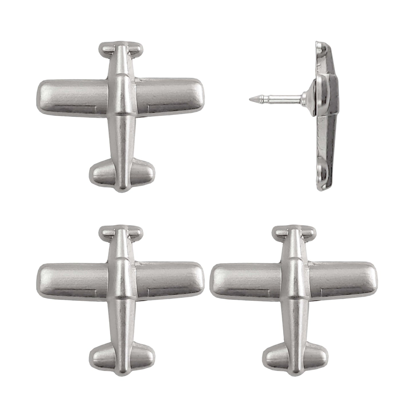 Propeller airplane pin - silver pack of 4