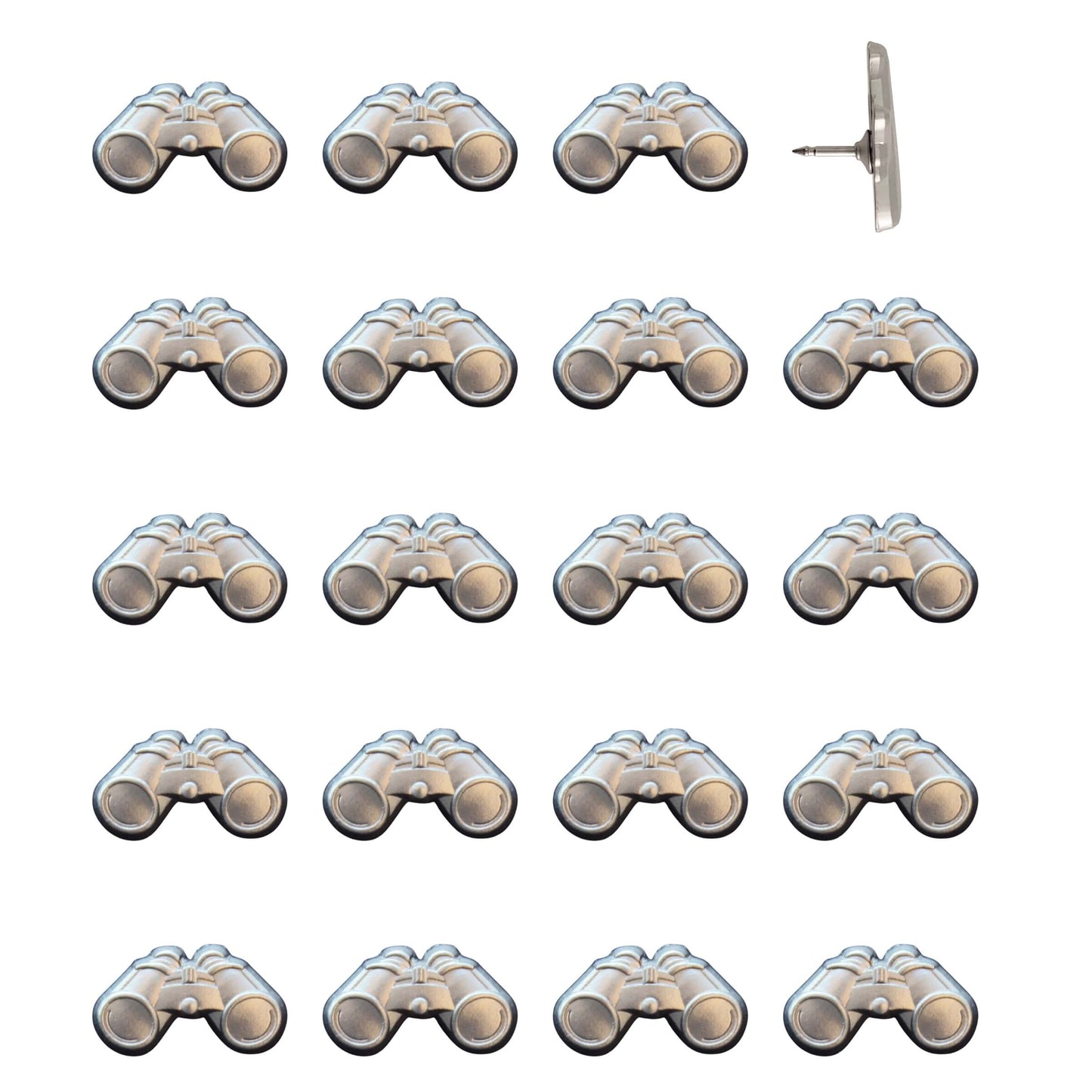 Binoculars Push Pins Silver Pack of 20