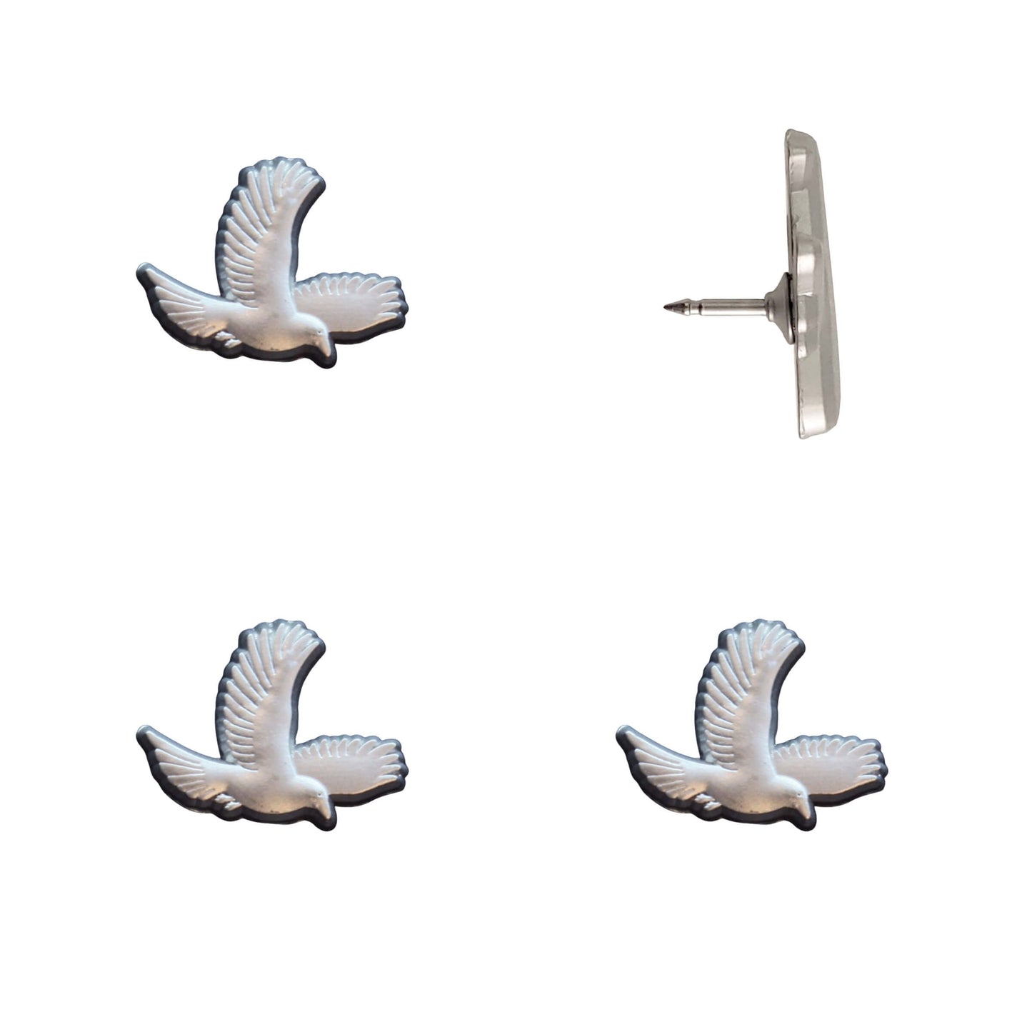Bird Push Pins - Silver Pack of 4