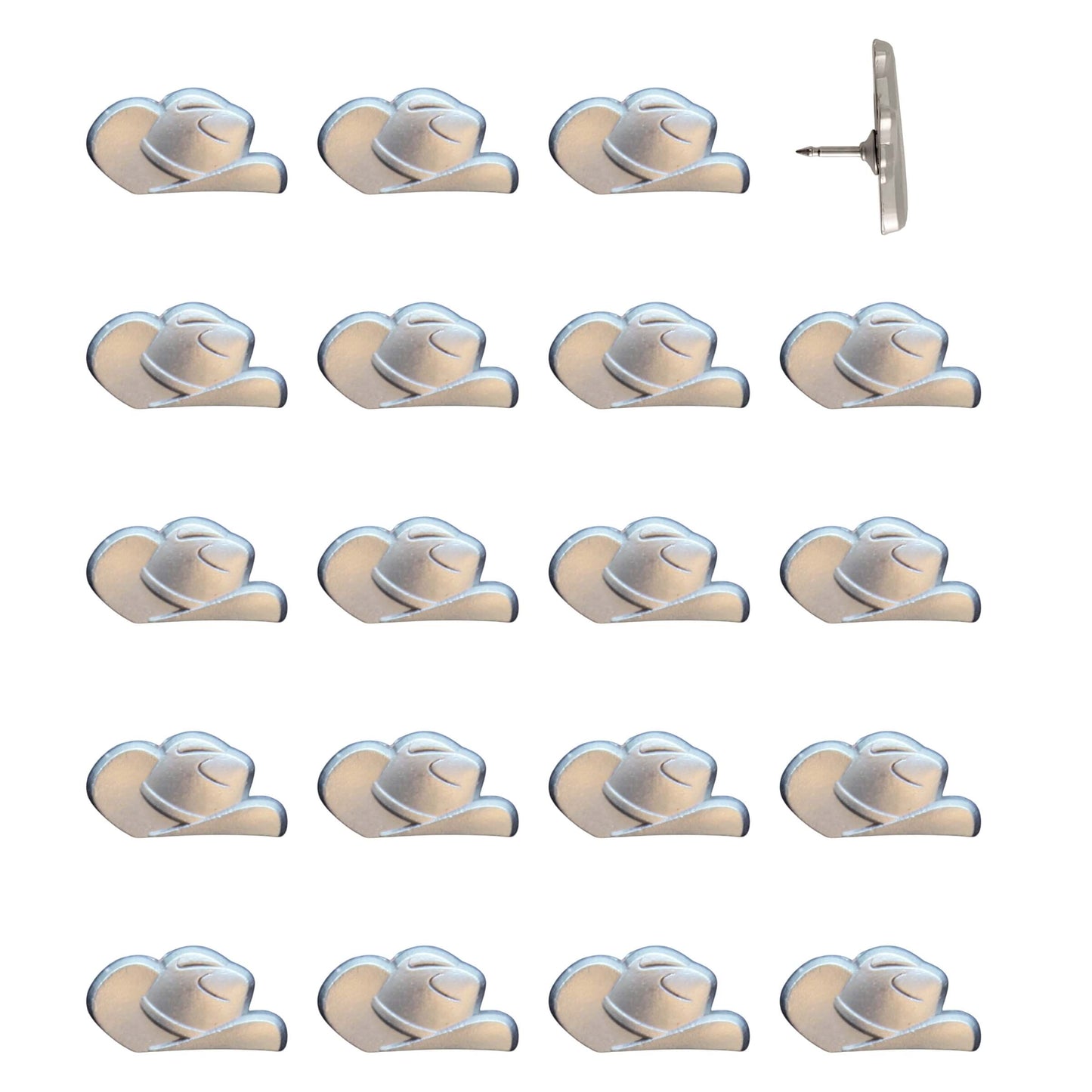 Cowboy Hat Push Pins Silver Pack of 20