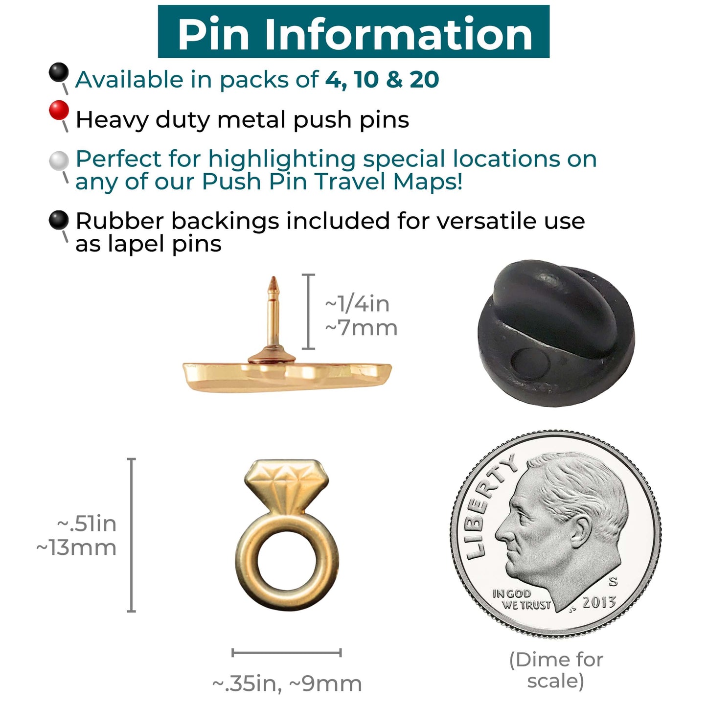 Engagement Ring Push Pins Information