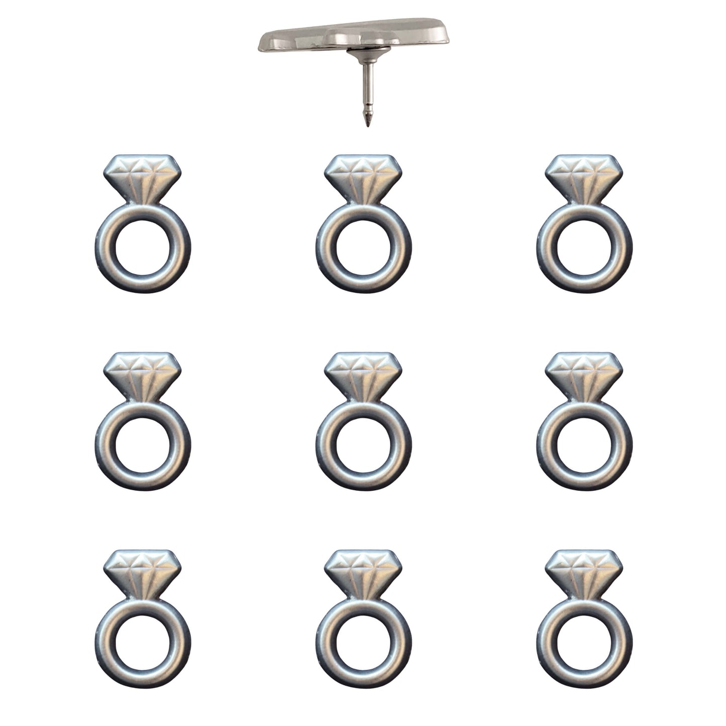 Engagement Ring Push Pins Silver Pack of 10