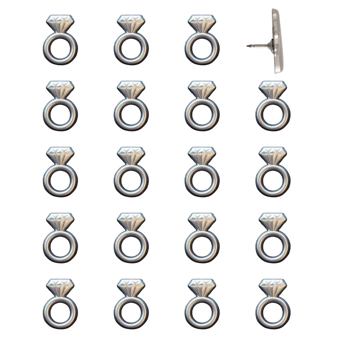 Engagement Ring Push Pins Silver Pack of 20