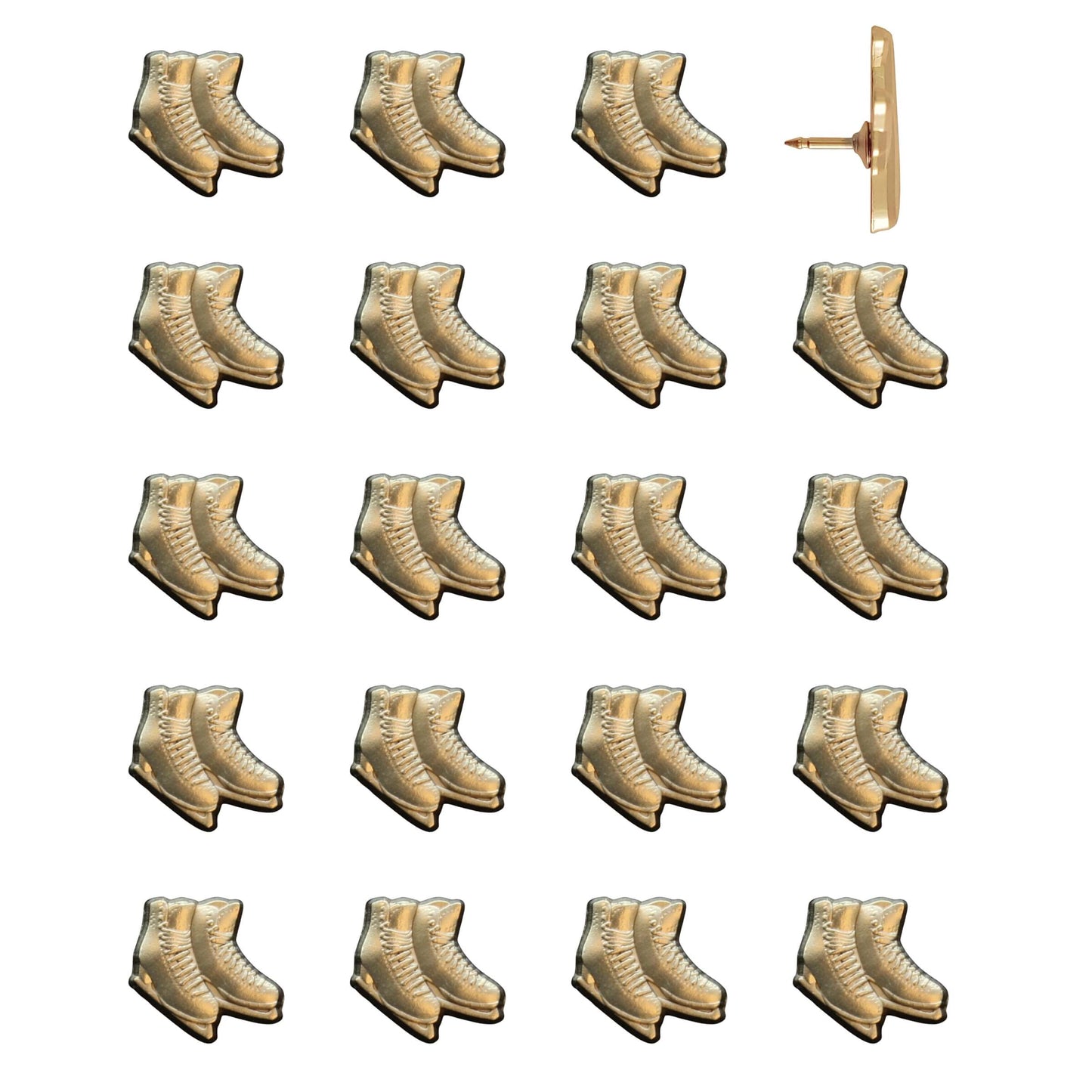 Ice Skates Push Pins Gold Pack of 20