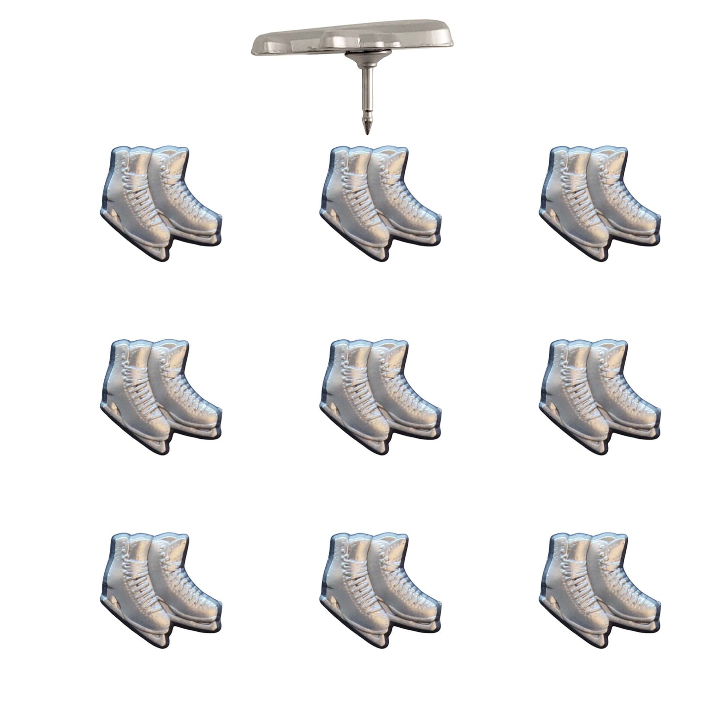 Ice Skates Push Pins Silver Pack of 10