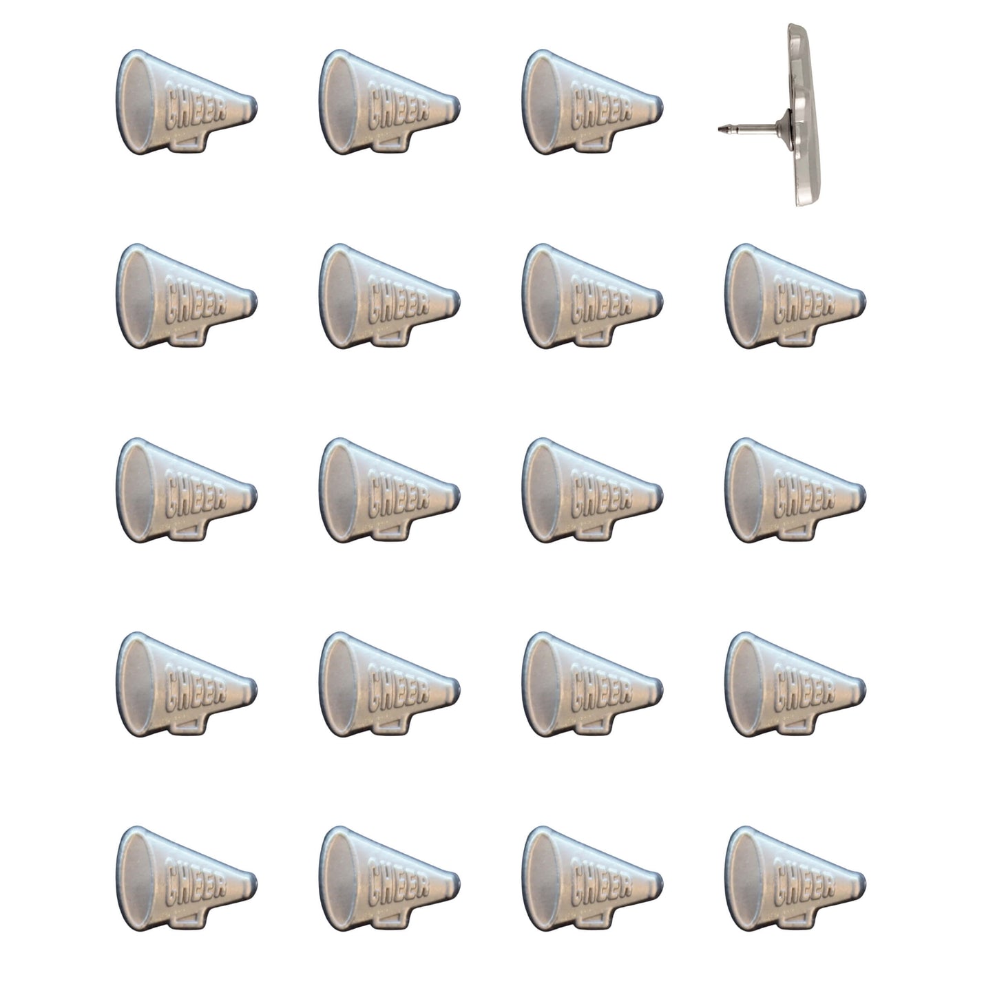 Cheer Megaphone Push Pins Silver Pack of 20