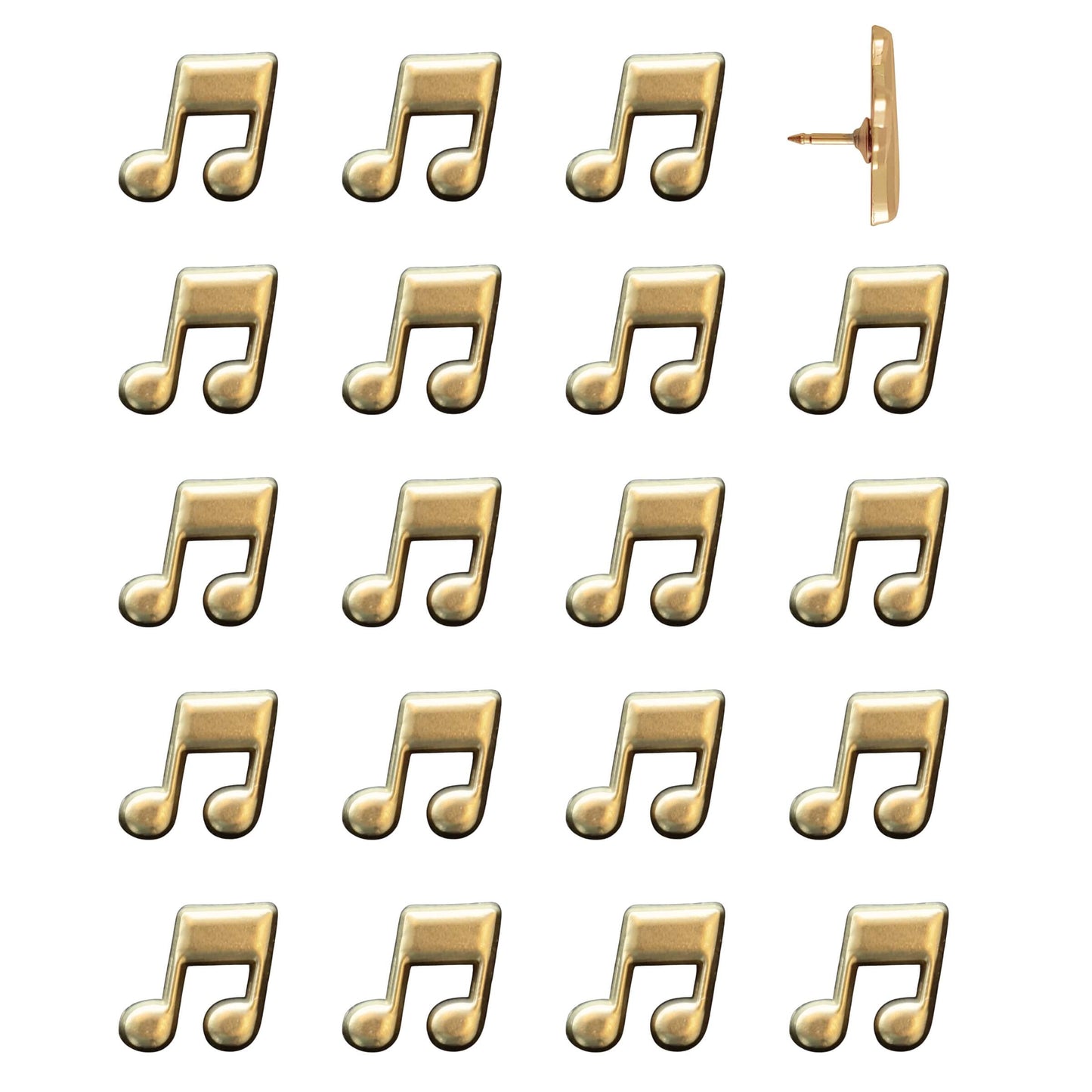 Music Note Push Pins Gold Pack of 20