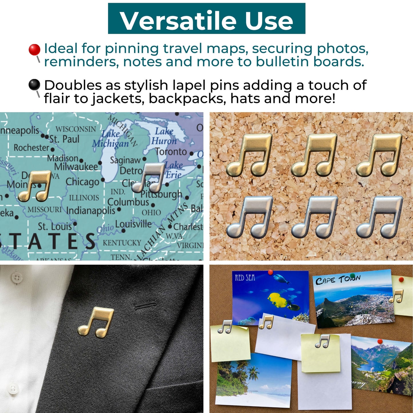 Music Note Push Pins Versatile Uses