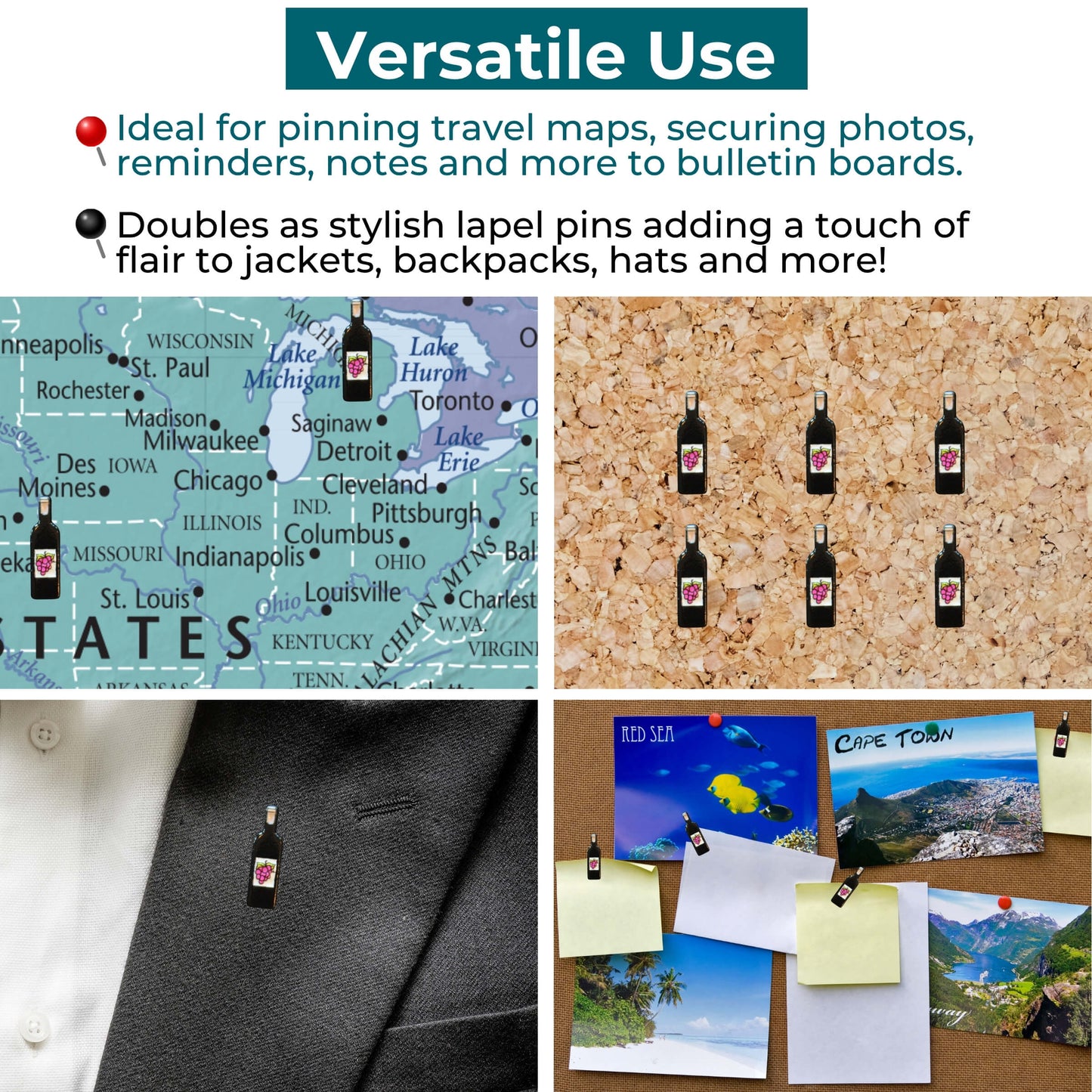 Red Wine Bottle Push Pins Uses