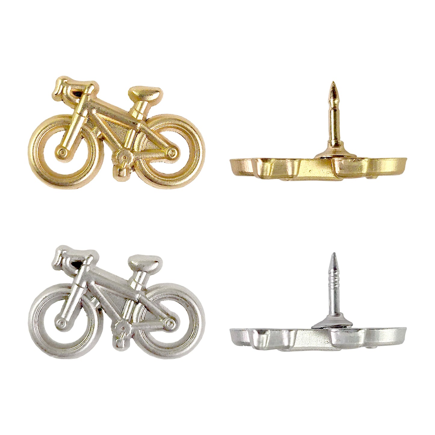 Bicycle Push Pins - gold and silver