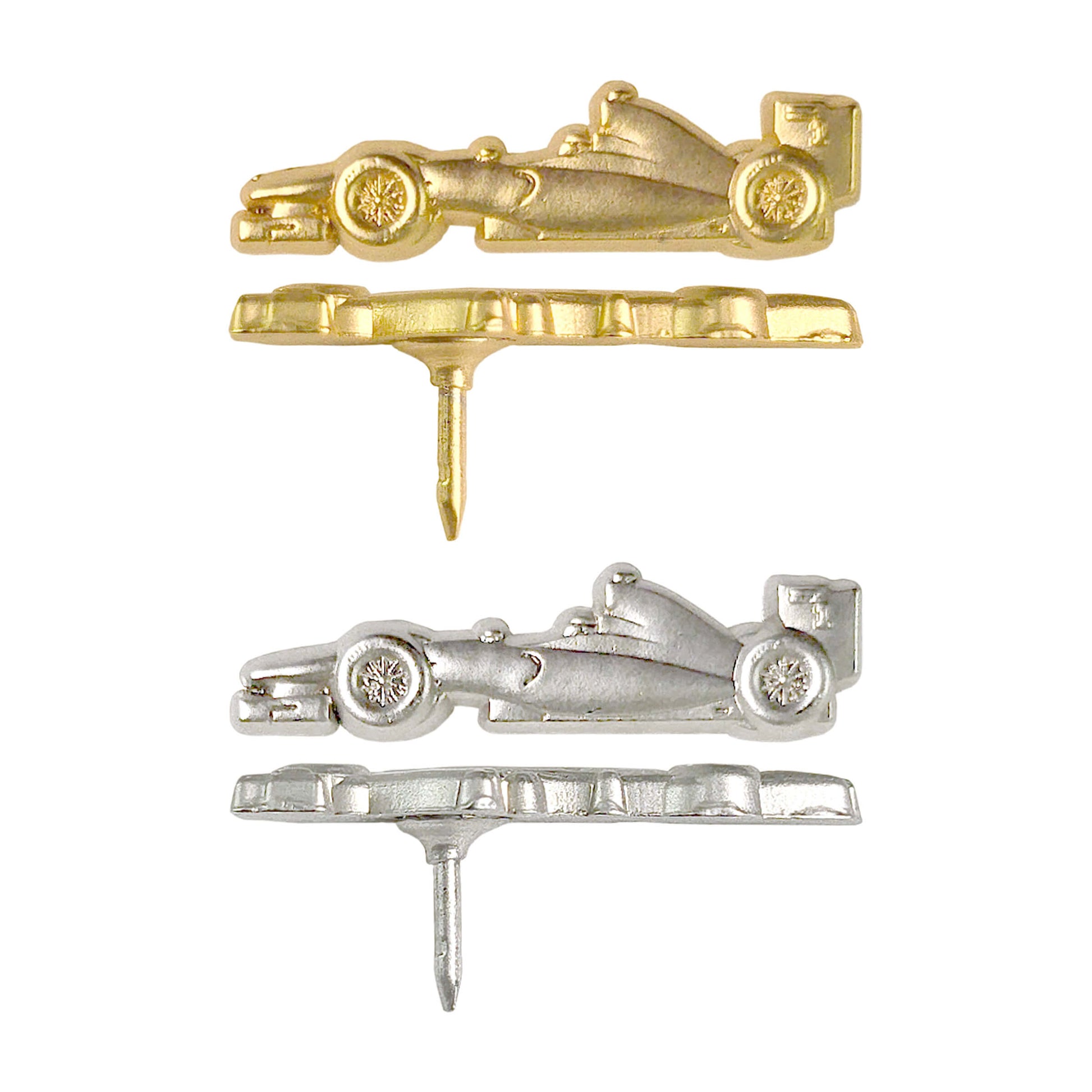 Race Car Map Pins - Silver & Gold F1 Car Pins