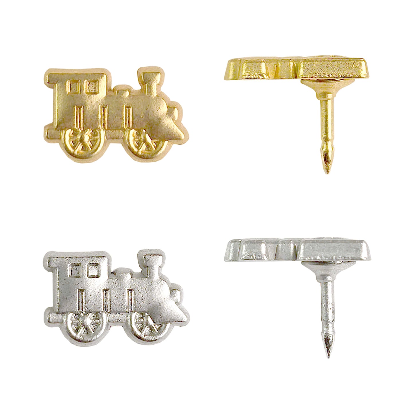 Gold & Silver Metal Train Pins