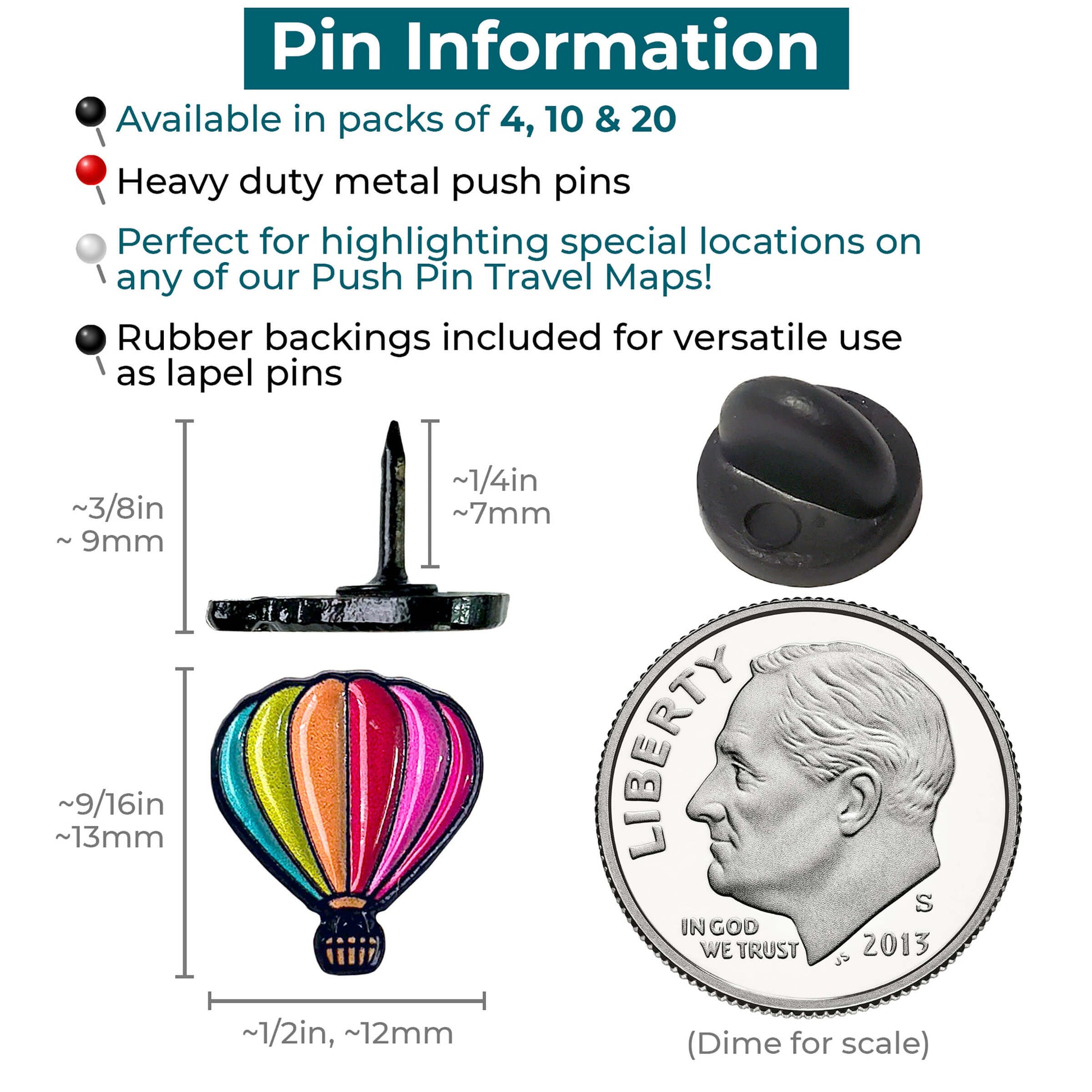 Hot Air Balloon Map Pins Info