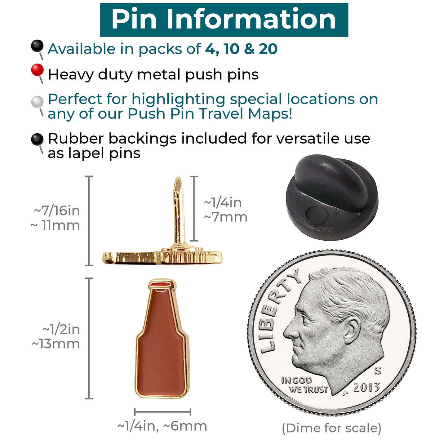 Beer Bottle Push Pins Info