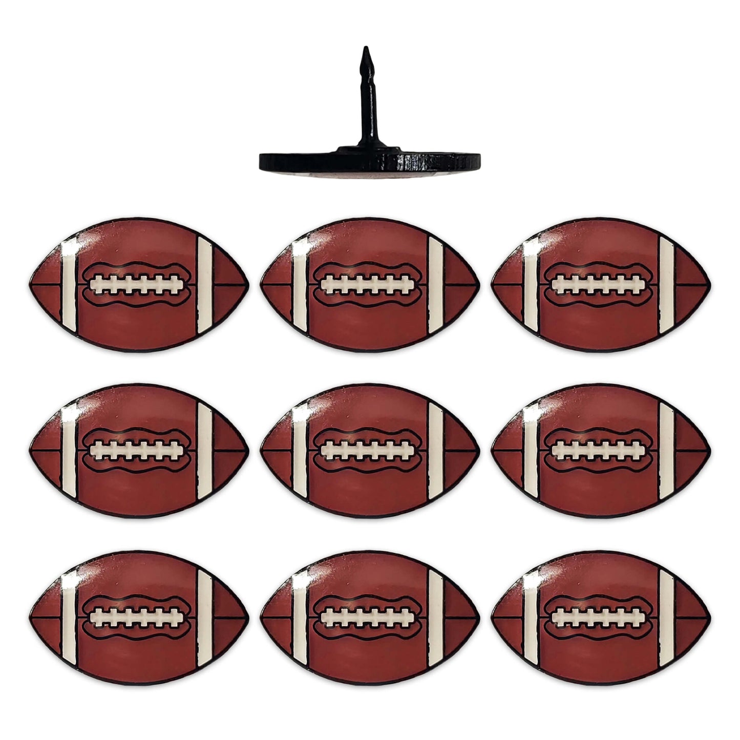 Set of 10 Football Shaped Push Pins