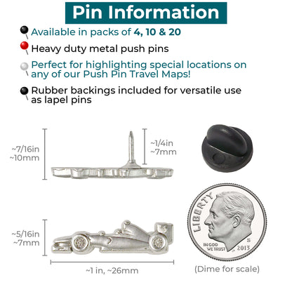 Race car map Pins Info