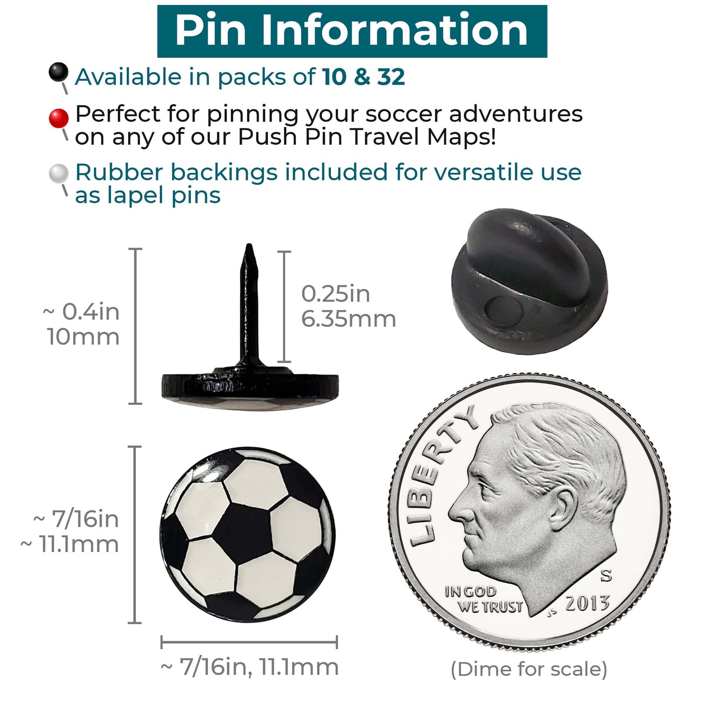 Soccer Ball Push Pins Information