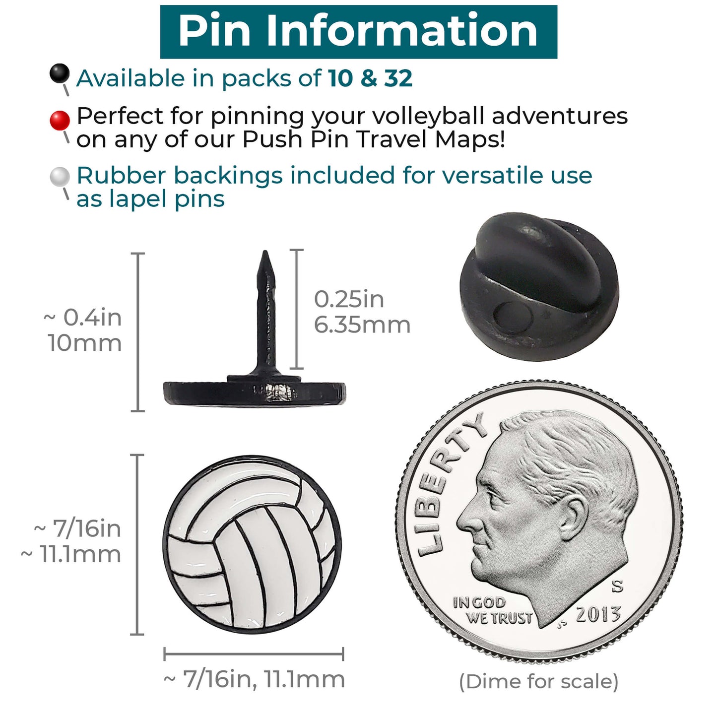 Volleyball Push Pins Info