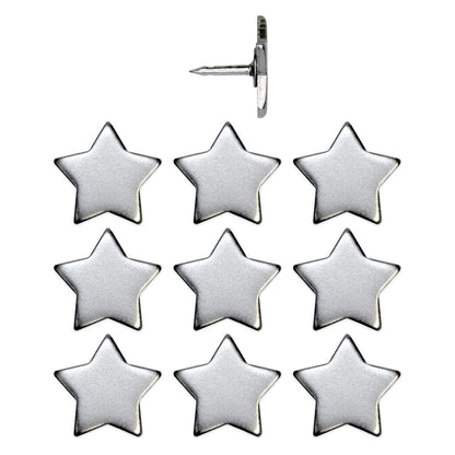 Big Star Push Pins - Silver set of 10