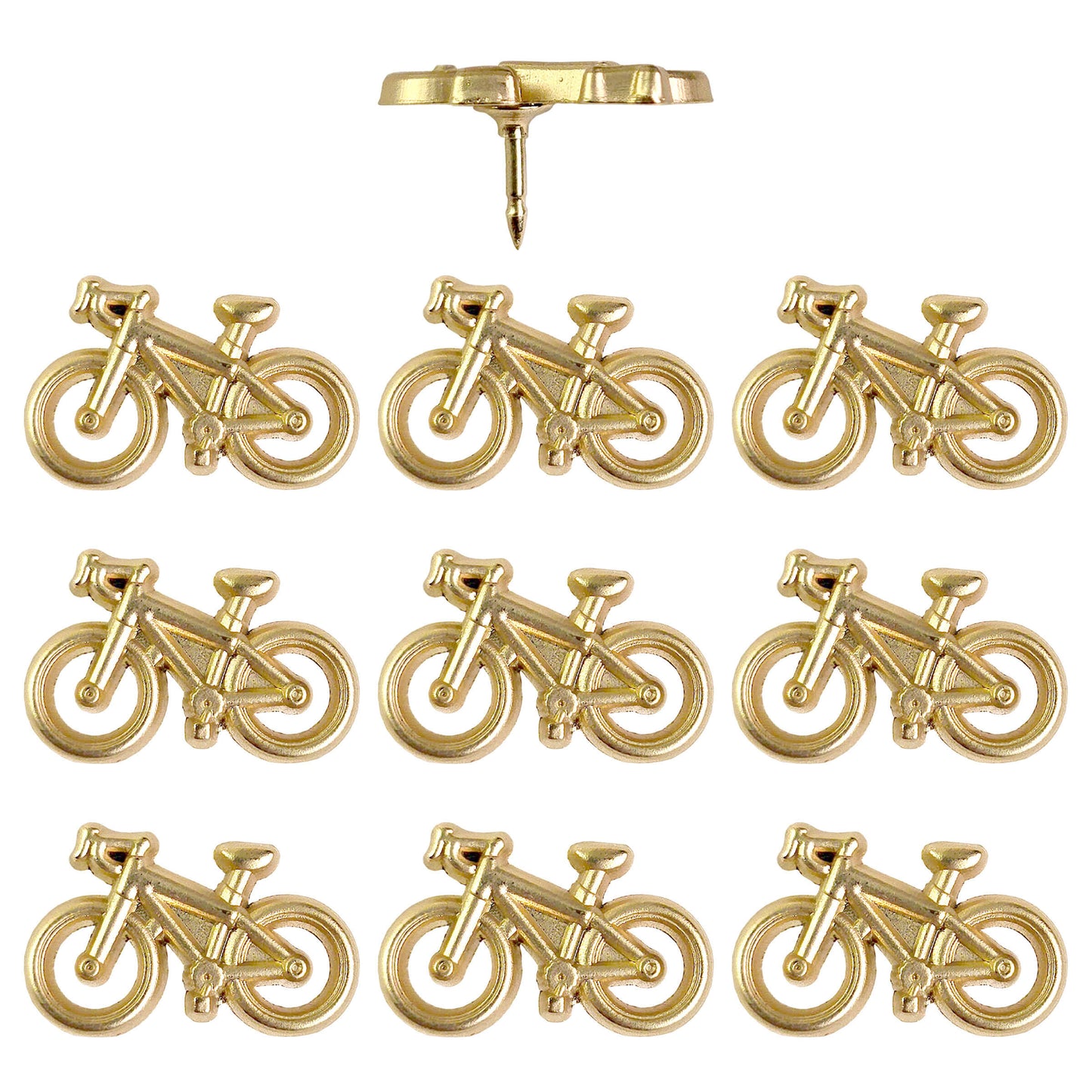 Gold Bicycle Push Pins - Set of 10