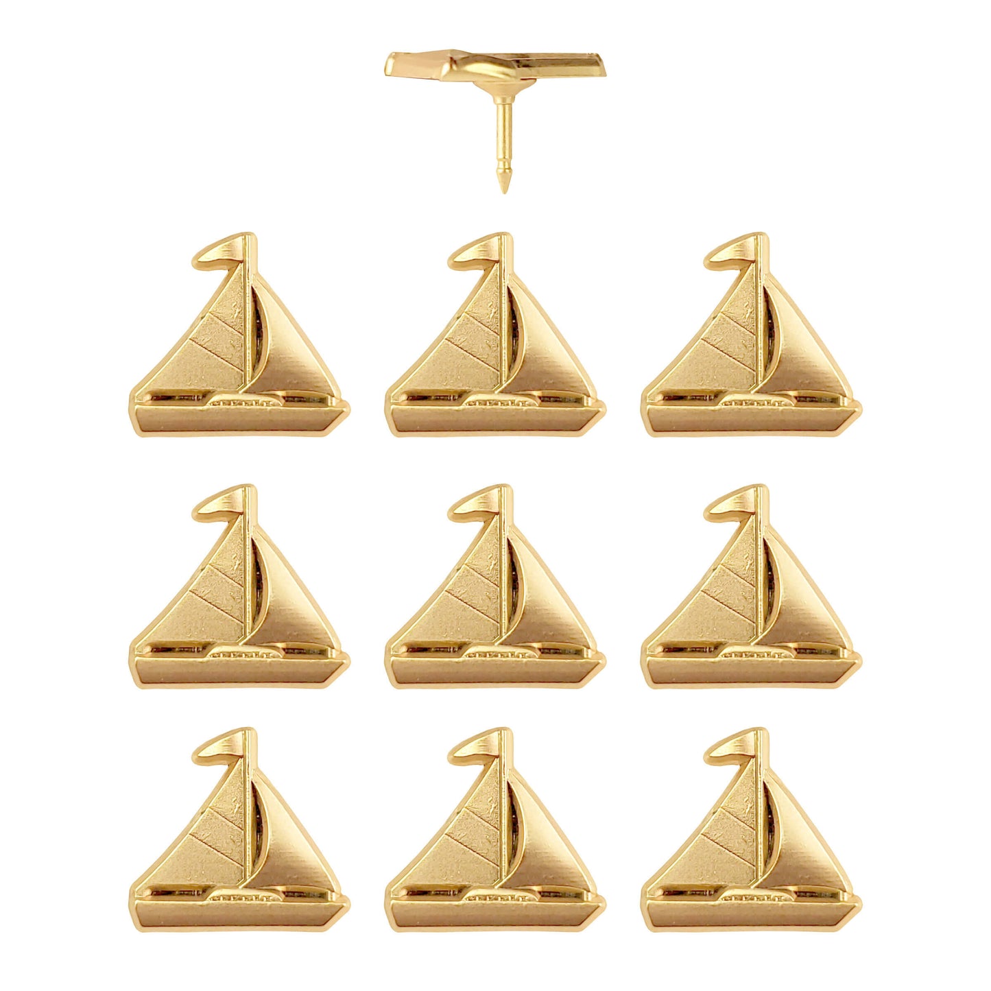 Gold Sailboat Map Pins - Set of 10