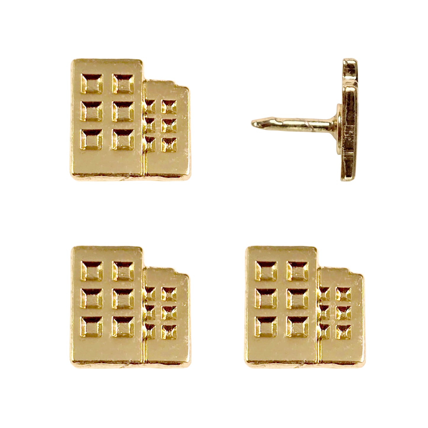 Metal Building Pins - Gold set of 4