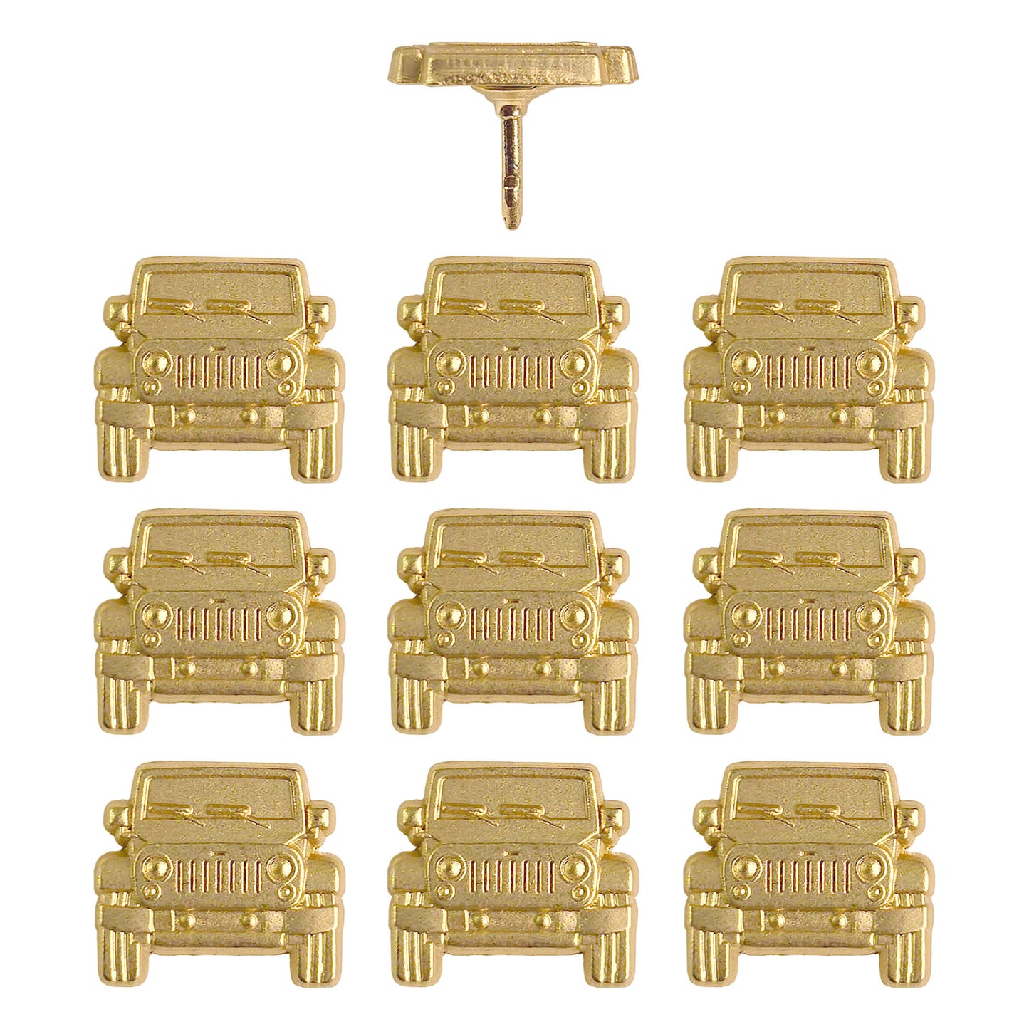 Gold Jeep Push Pins - Set of 10