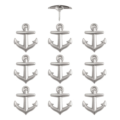 Silver Anchor Pins - set of 10