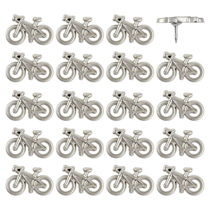 Silver Bicycle Push Pins - Set of 20