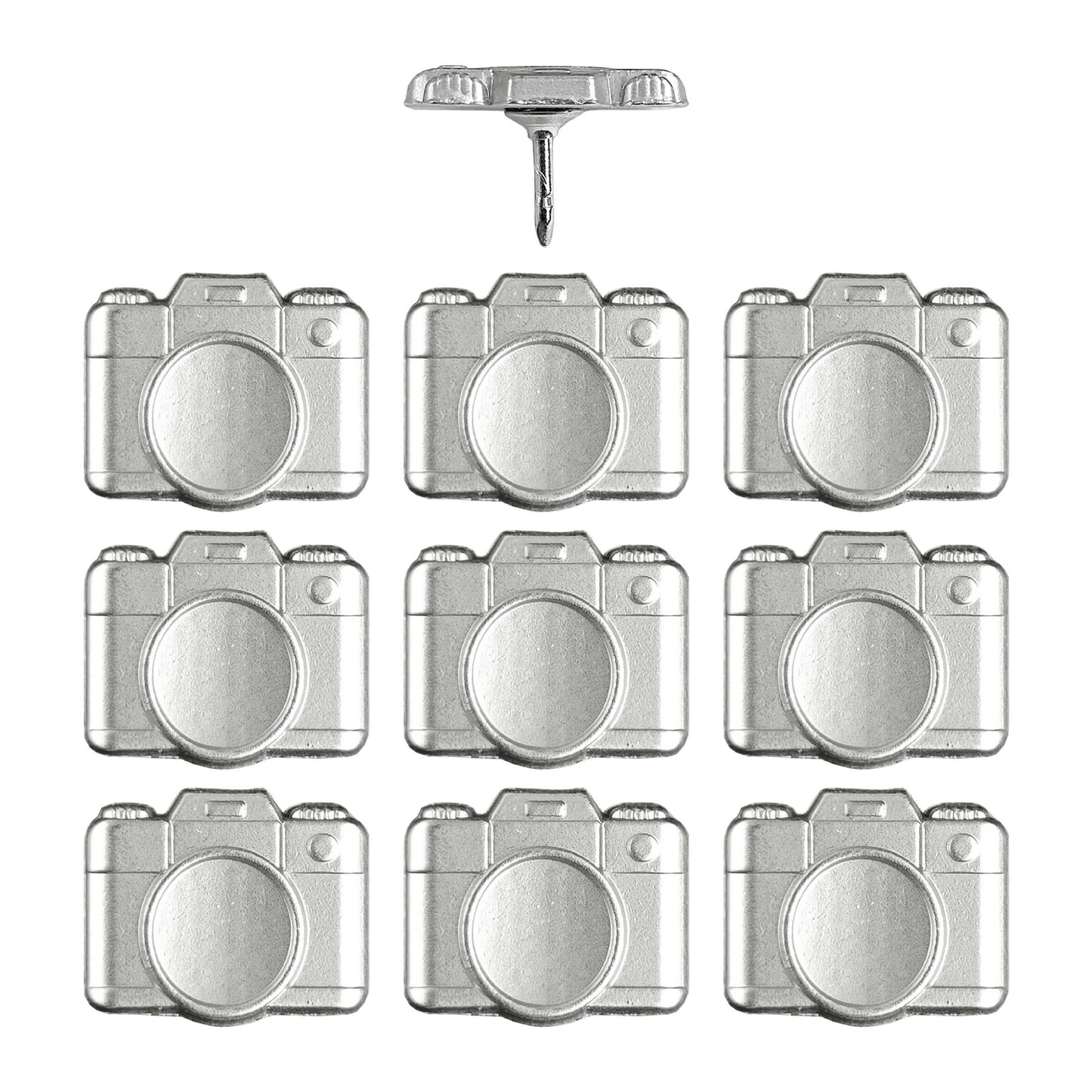 Silver Metal Camera Pins - set of 10