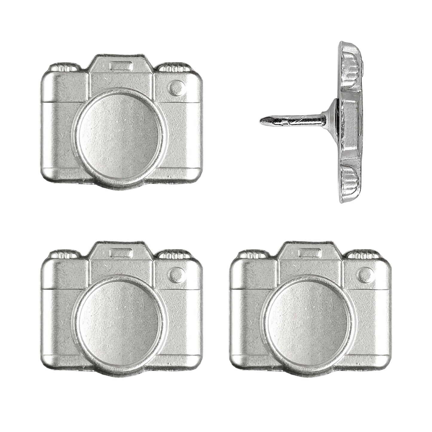 Silver Metal Camera Pins - set of 4