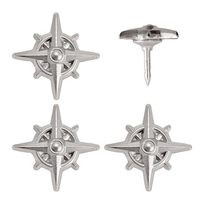 Silver Compass Push Pins - Set of 4