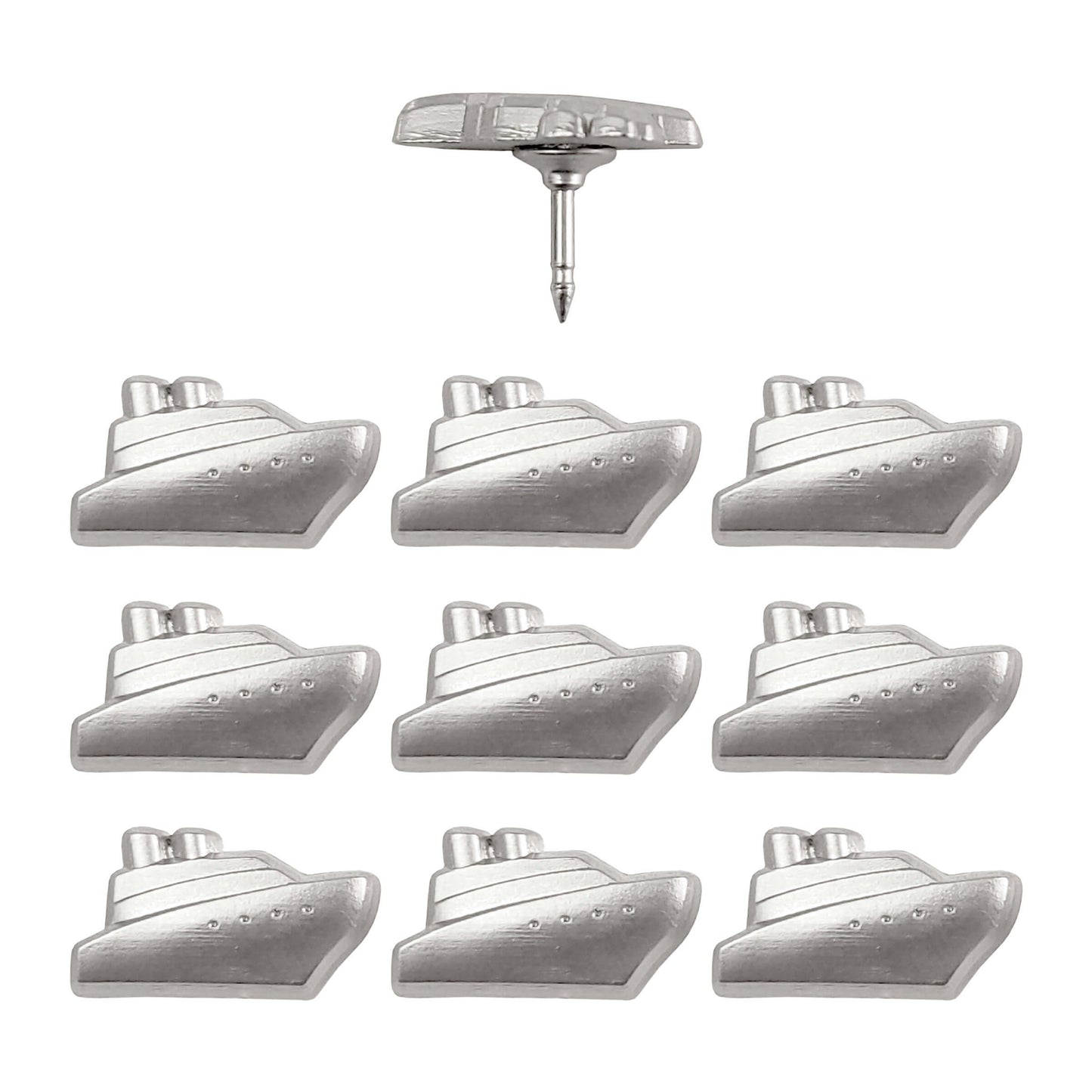 Silver Cruise Ship Push Pins - Set of 10