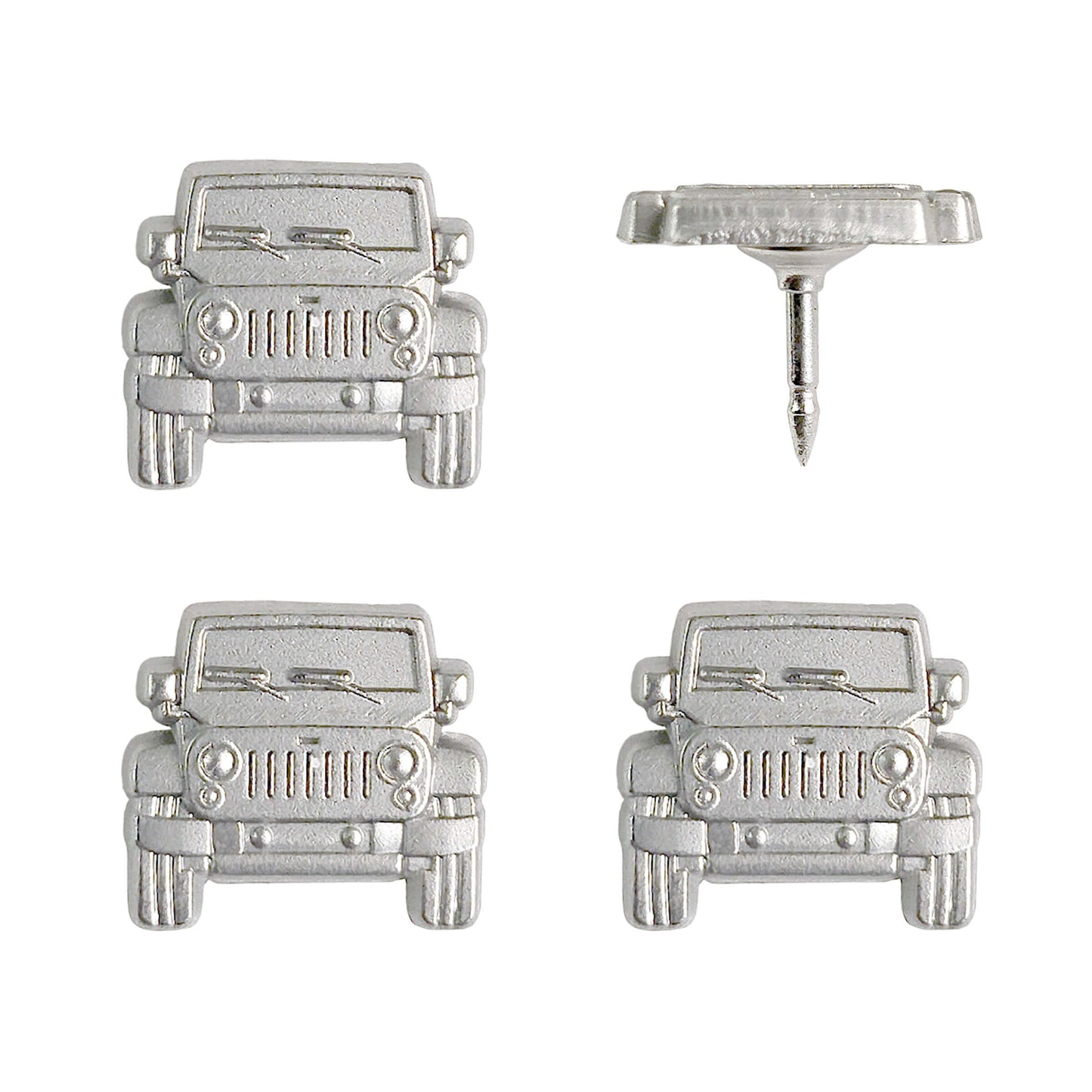 Silver Jeep Push Pins - Set of 4