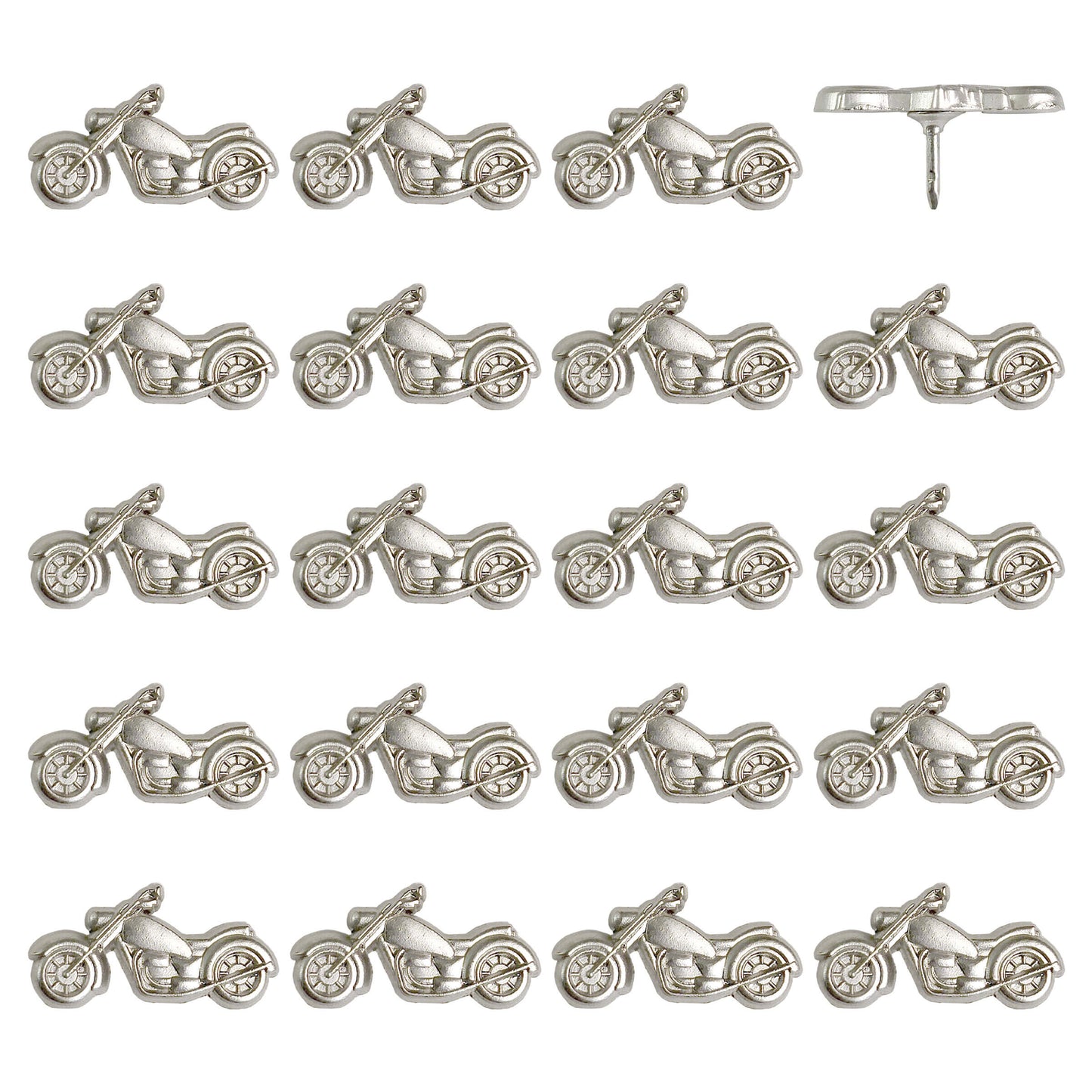 Silver Motorcycle Push Pins - Set of 20