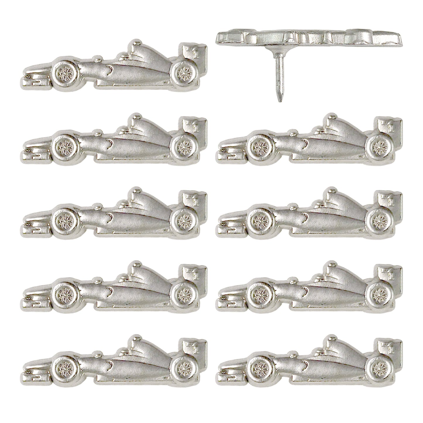 Silver Race Car Map Pins - Set of 10 Racing Car Pins