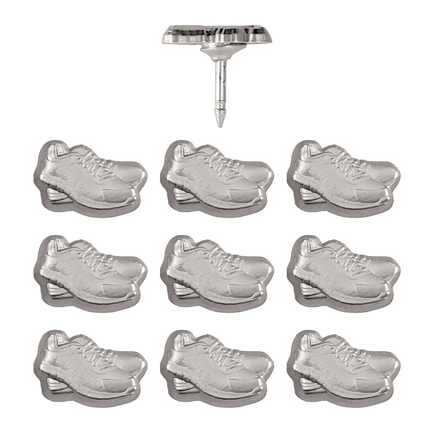 Silver Running Shoe Push Pins - Set of 10