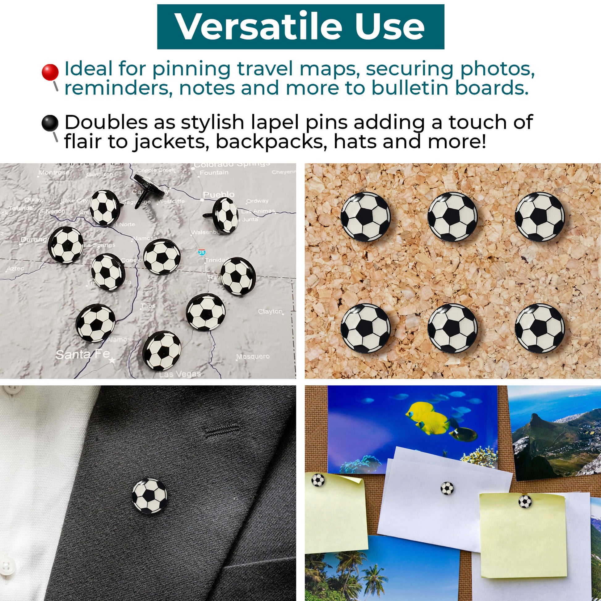 Soccer Ball Pins Versatile Use