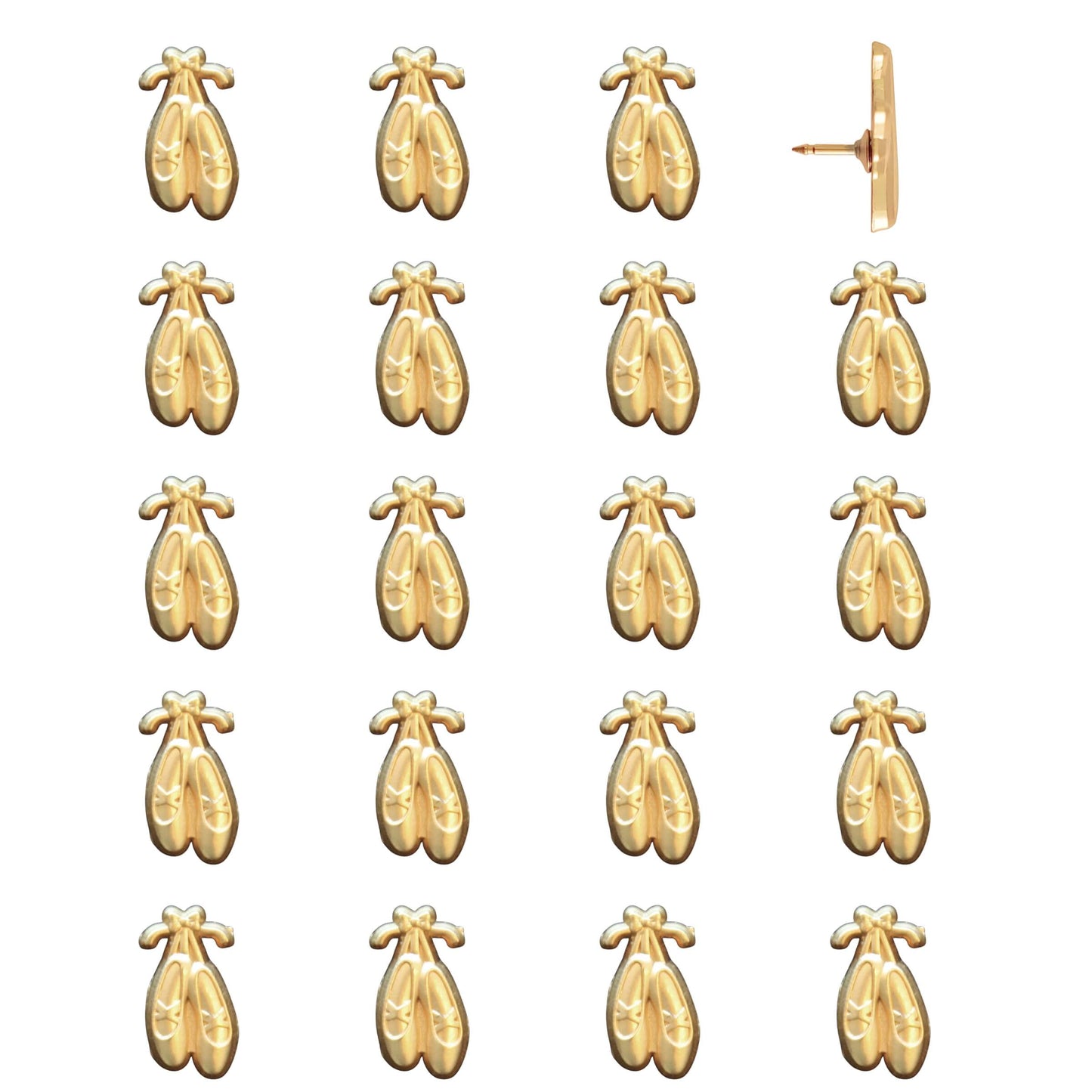 Ballet Slippers Push Pins Gold Pack of 20