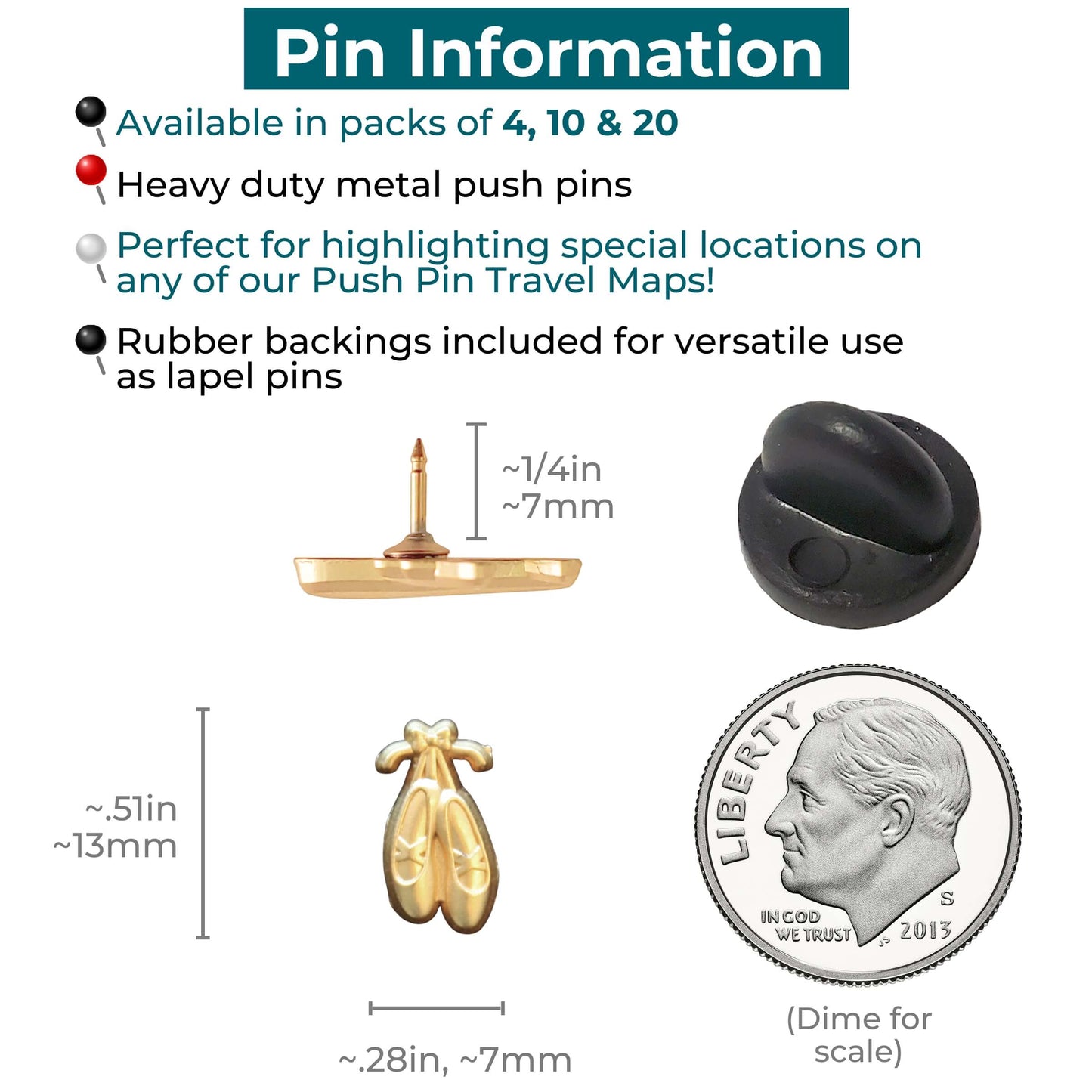Ballet Slippers Push Pins Information