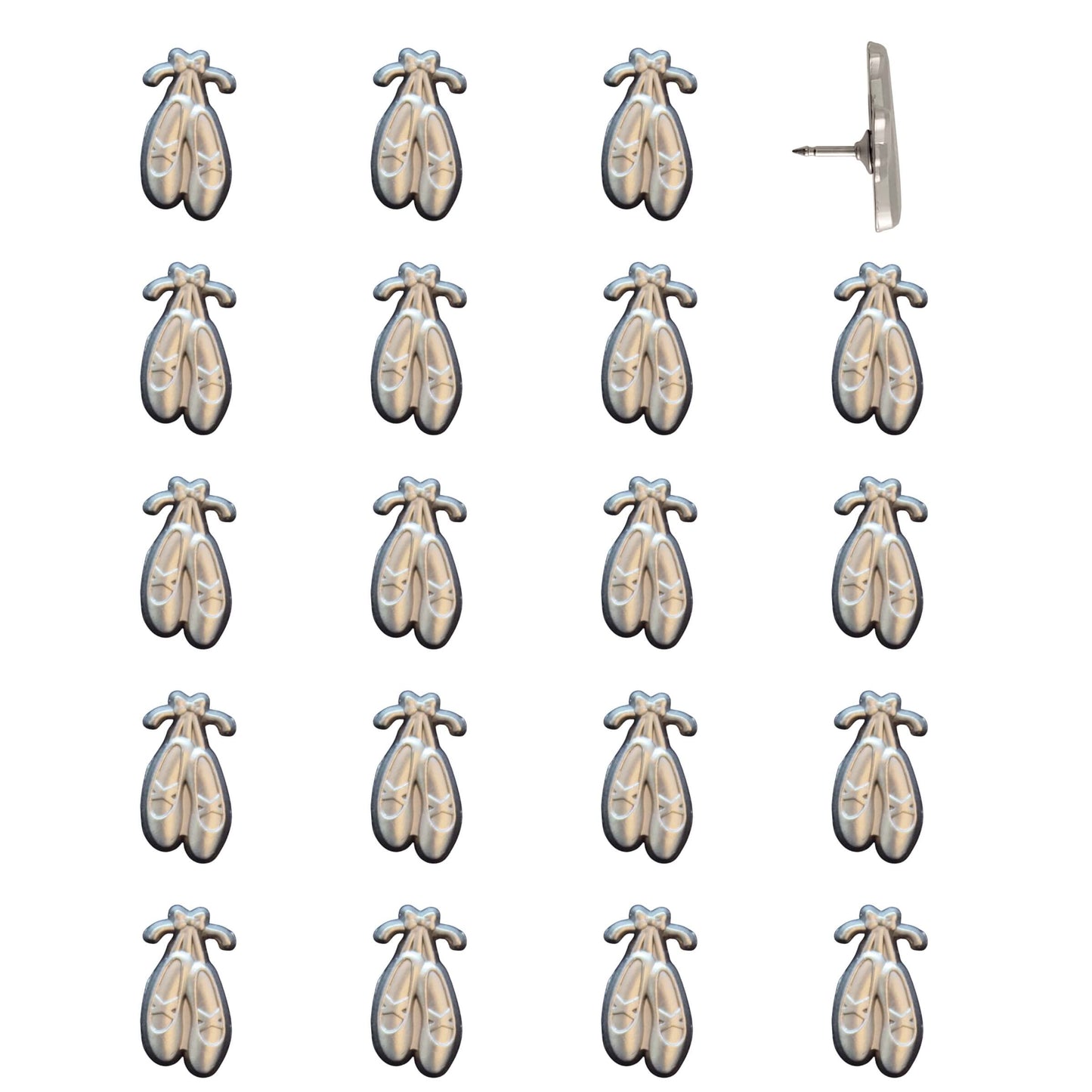 Ballet Slippers Push Pins Silver Pack of 20