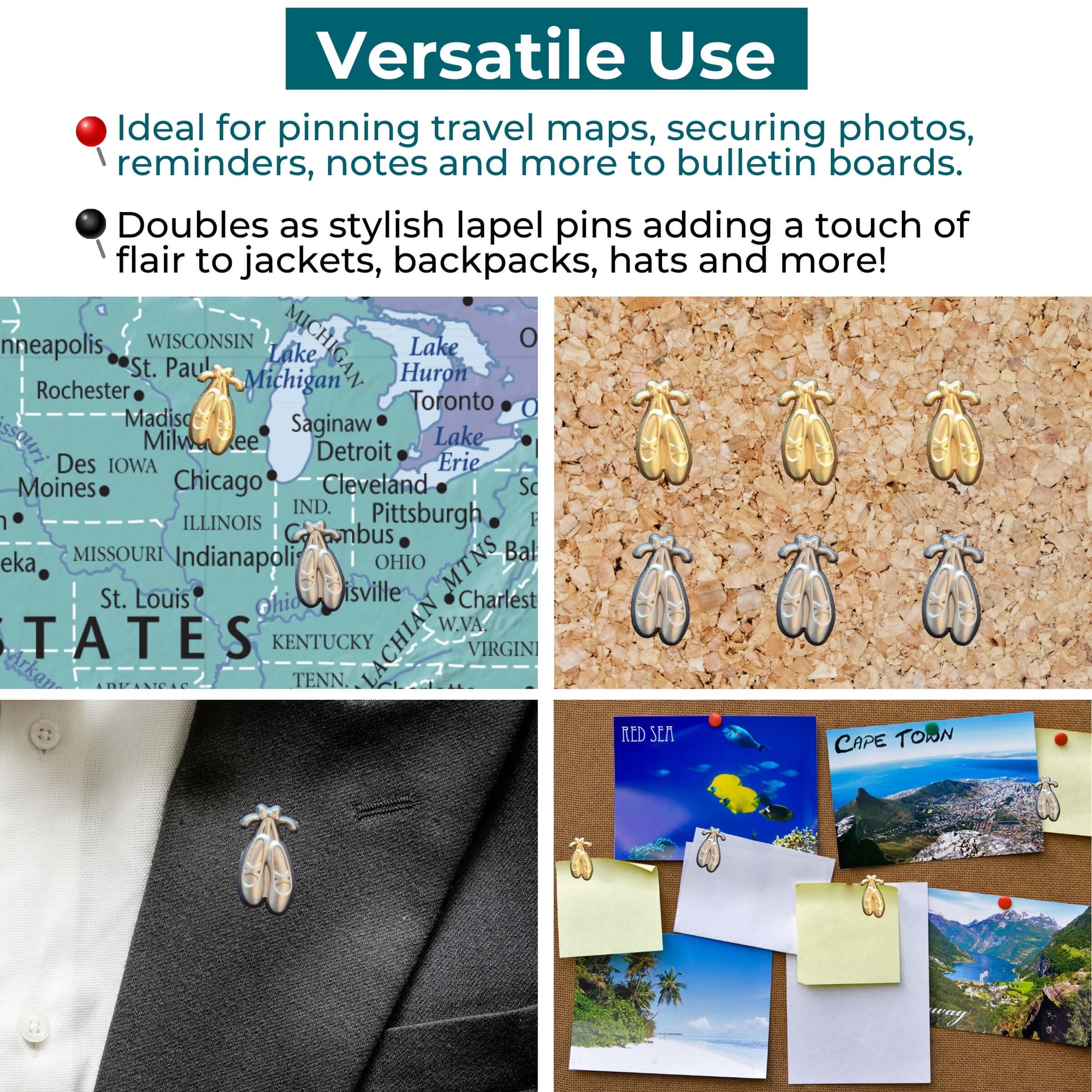 Ballet Slippers Push Pins Versatile Uses