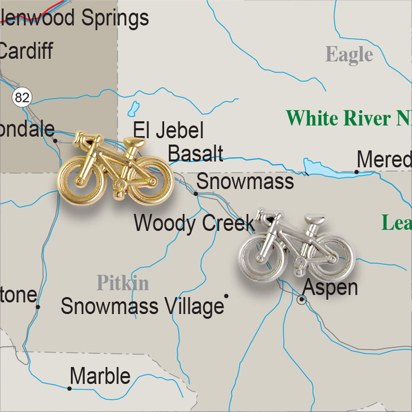 Silver & Gold Metal Bike Pins