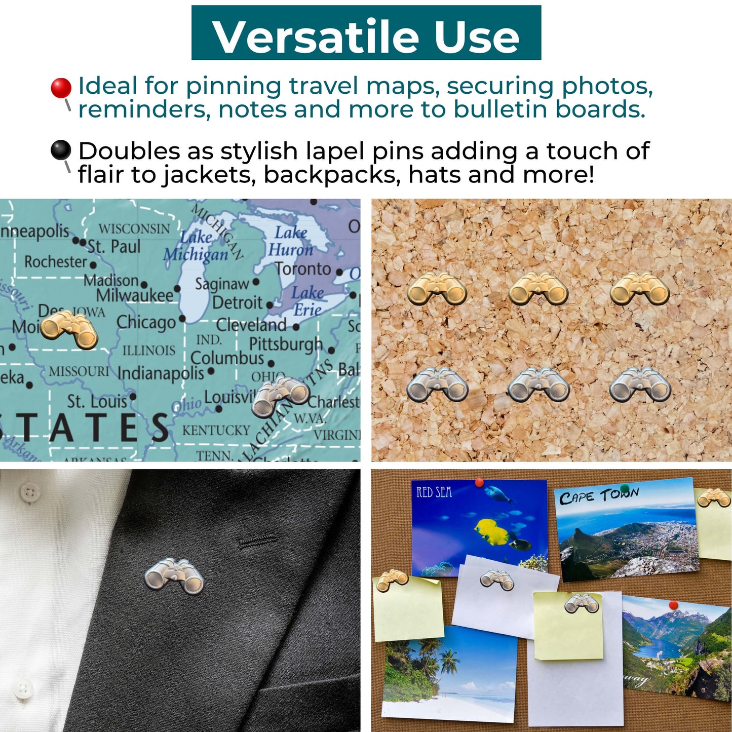 Binoculars Push Pins Uses