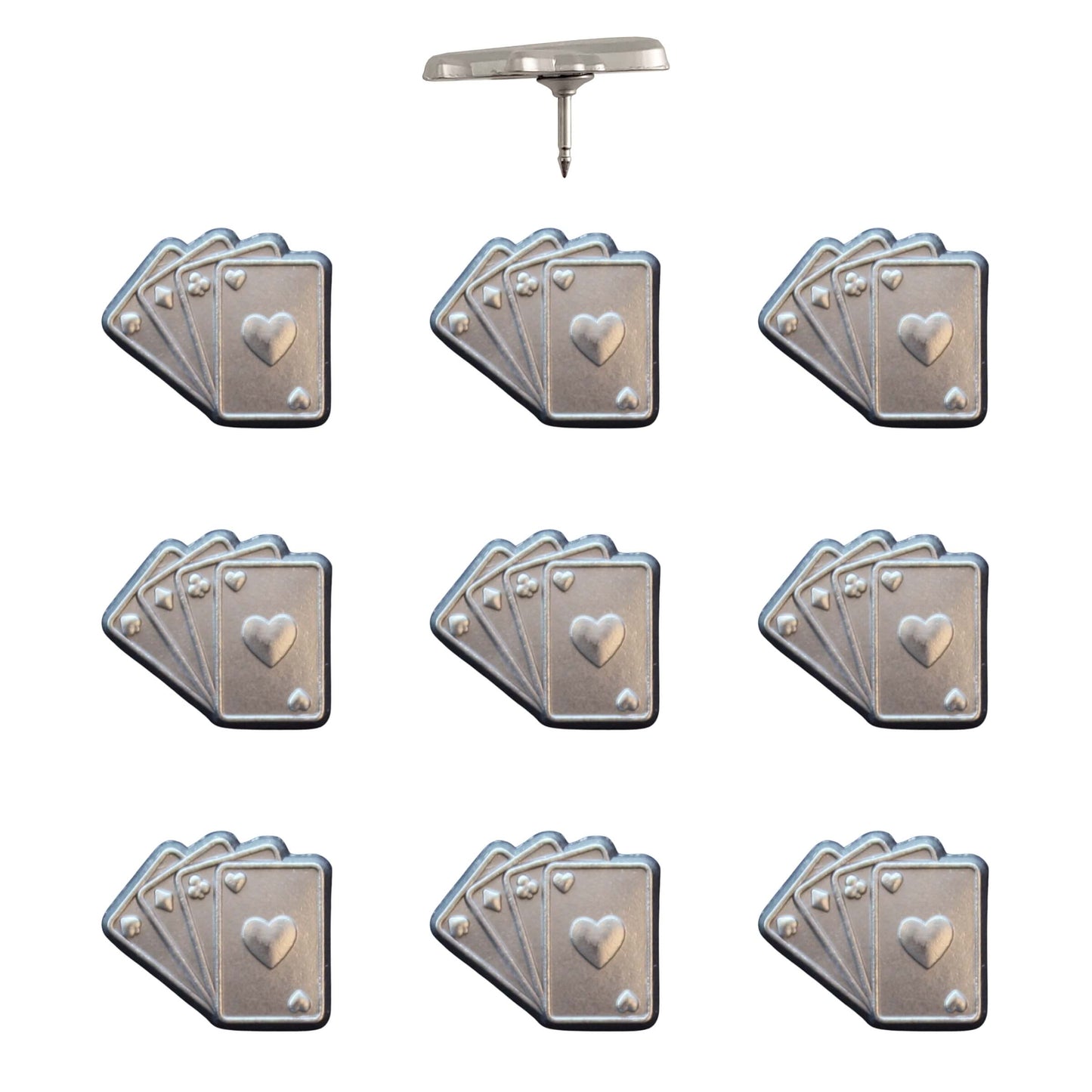Playing Cards Push Pins Silver Pack of 10